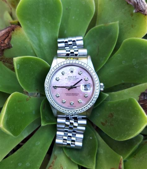 rolex datejust 36mm pink diamond dial diamond lugs 16014|rolex datejust price guide.